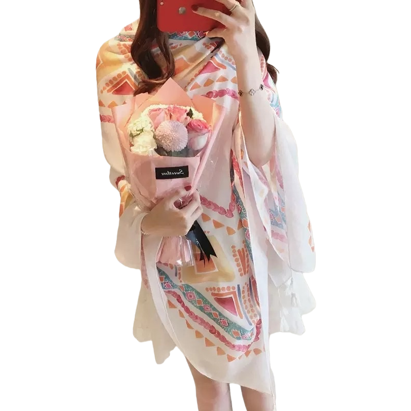 Colorful geometric pattern scarves are warm in autumn and winter. Pure cotton knitted scarves are fashionable and versatile for women Item Picture
