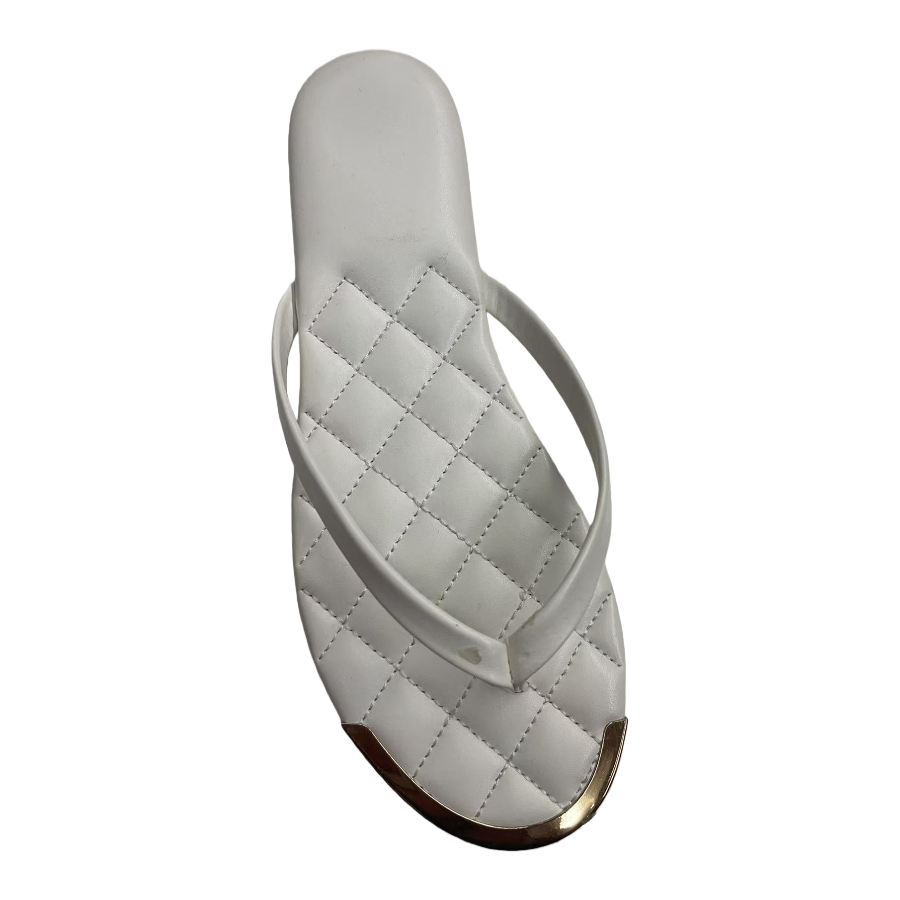 White diamond-patterned flip-flops for women, summer breathable and anti-slip soft-soled casual beach shoes Item Picture