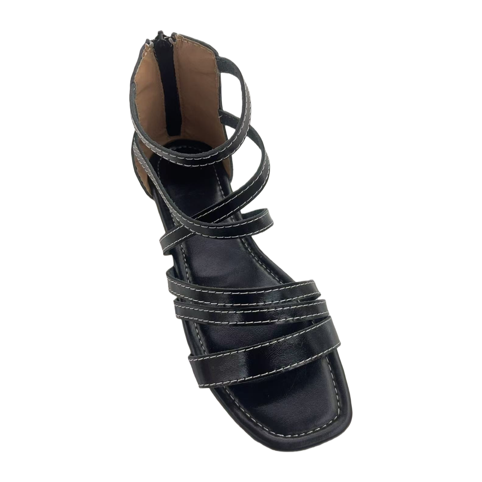 Black Roman-style sandals for women, summer breathable and casual flat sandals Item Picture