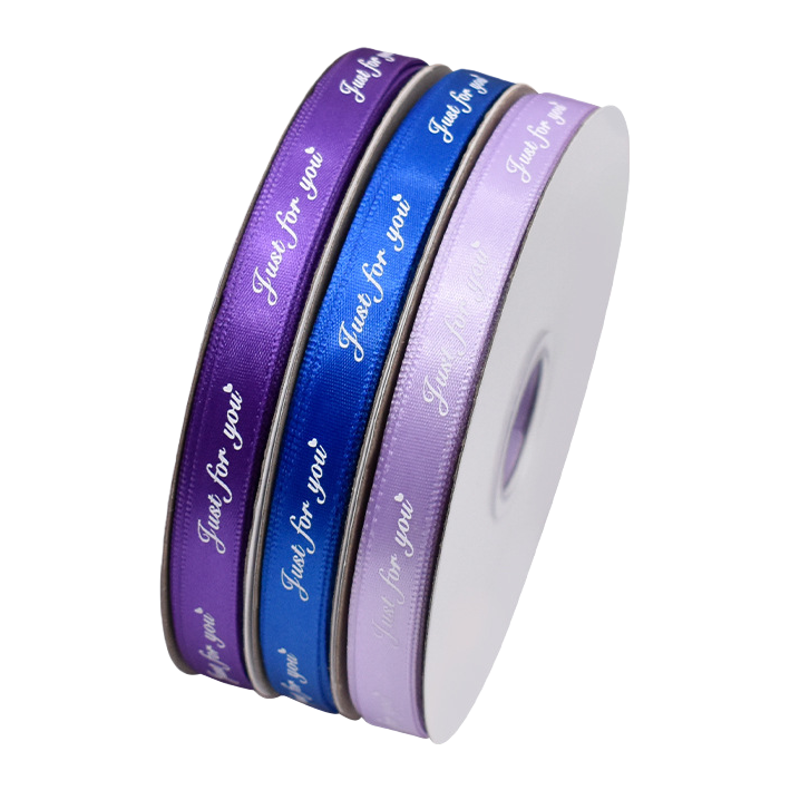 The gift box packaging is decorated with the words "Just for you" in purple, blue and light purple ribbon rolls Item Picture
