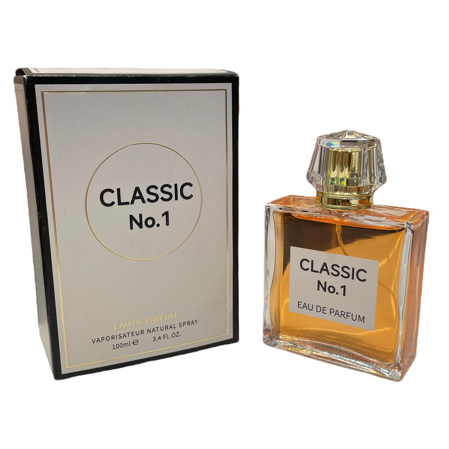 Silver-gray packaging box with transparent glass bottle Item Picture