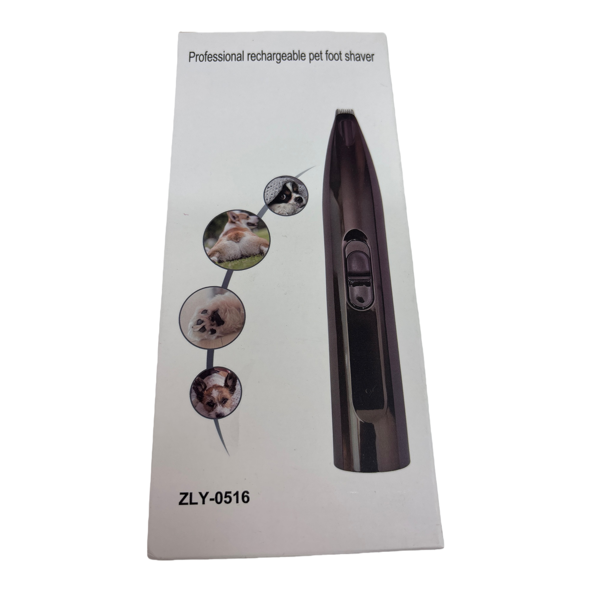 The white packaging box pet foot trimmer is a safe and silent tool for trimming claws and nails Item Picture