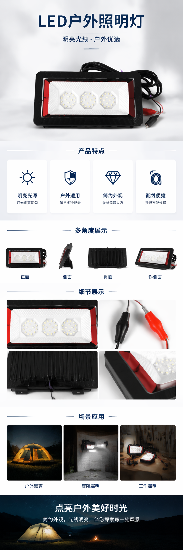 黑色LED户外灯防水防尘节能照明庭院装饰壁灯 pic 1