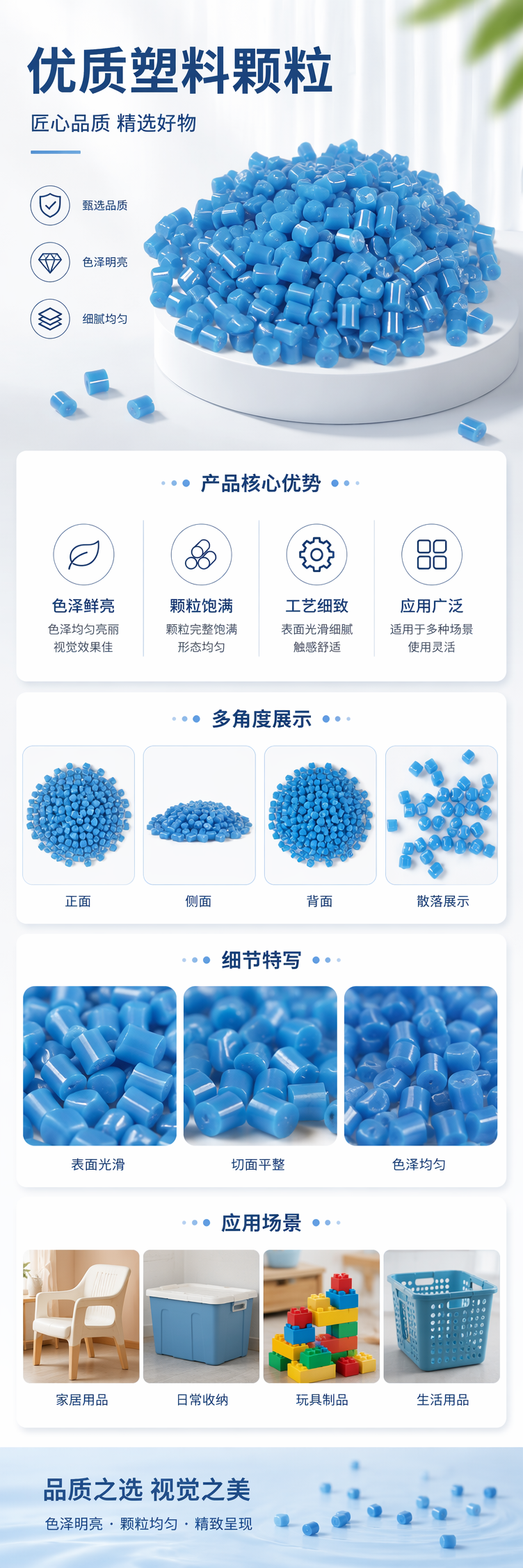 蓝色塑料颗粒 工业级PP聚丙烯原料 2-3mm粒径 可定制颜色 pic 1