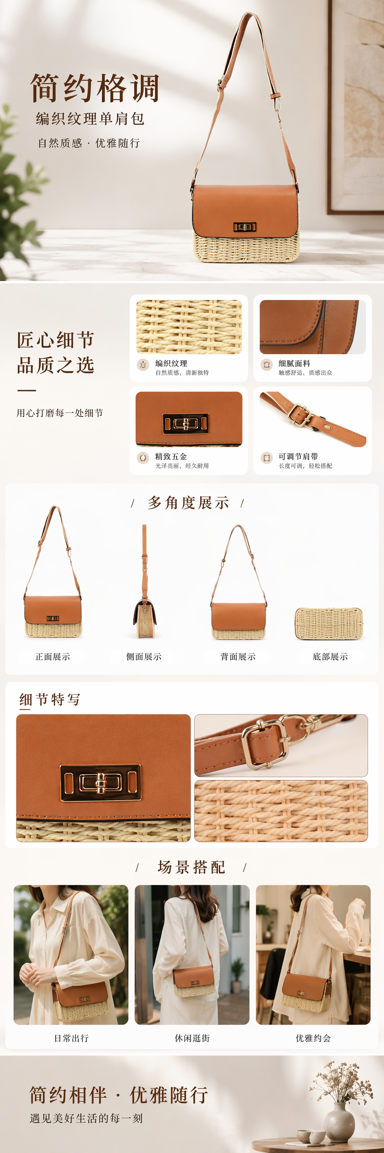 高级质感手工纸绳编织包时尚小众简约小方包文艺范手拎纸绳沙滩包 pic 1