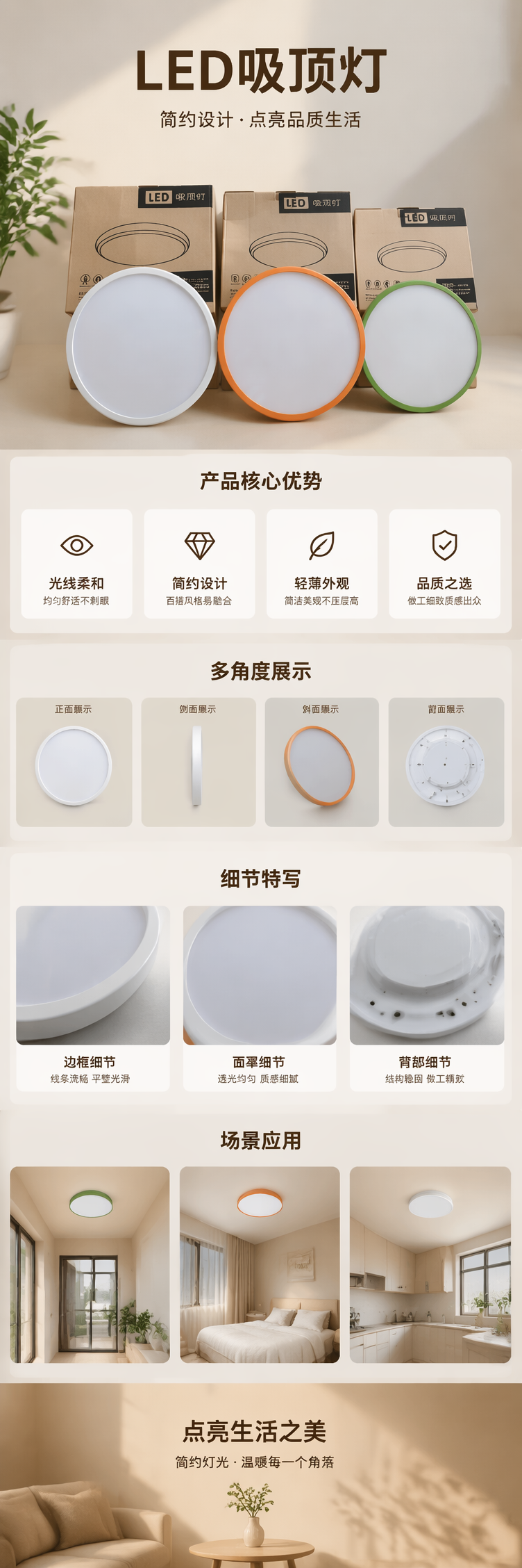 白色橙色绿色圆形LED灯三色可选高亮节能指示灯 pic 1