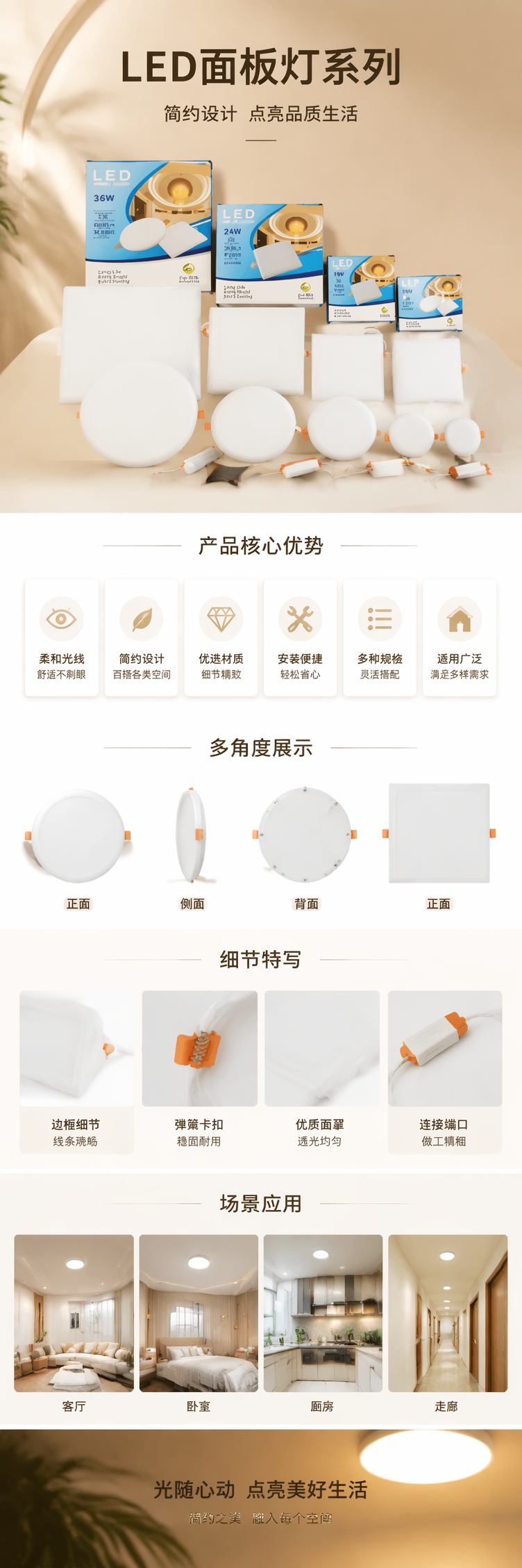 白色LED灯具含包装盒 节能护眼室内照明灯 pic 1