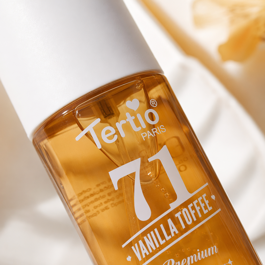 Tertio 71 orange bottle scented body spray leaves a fresh and pleasant fragrance before opening the notebook Application Scenario