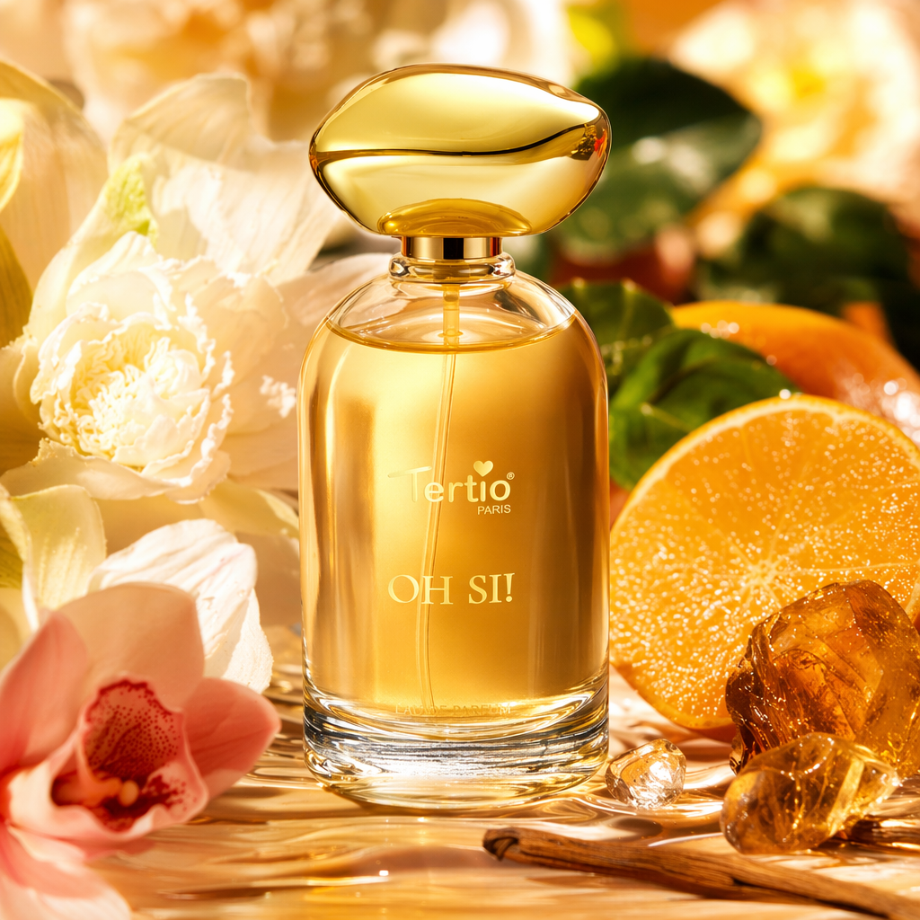 Gold cap transparent glass bottle perfume for women, 50ml Specification image