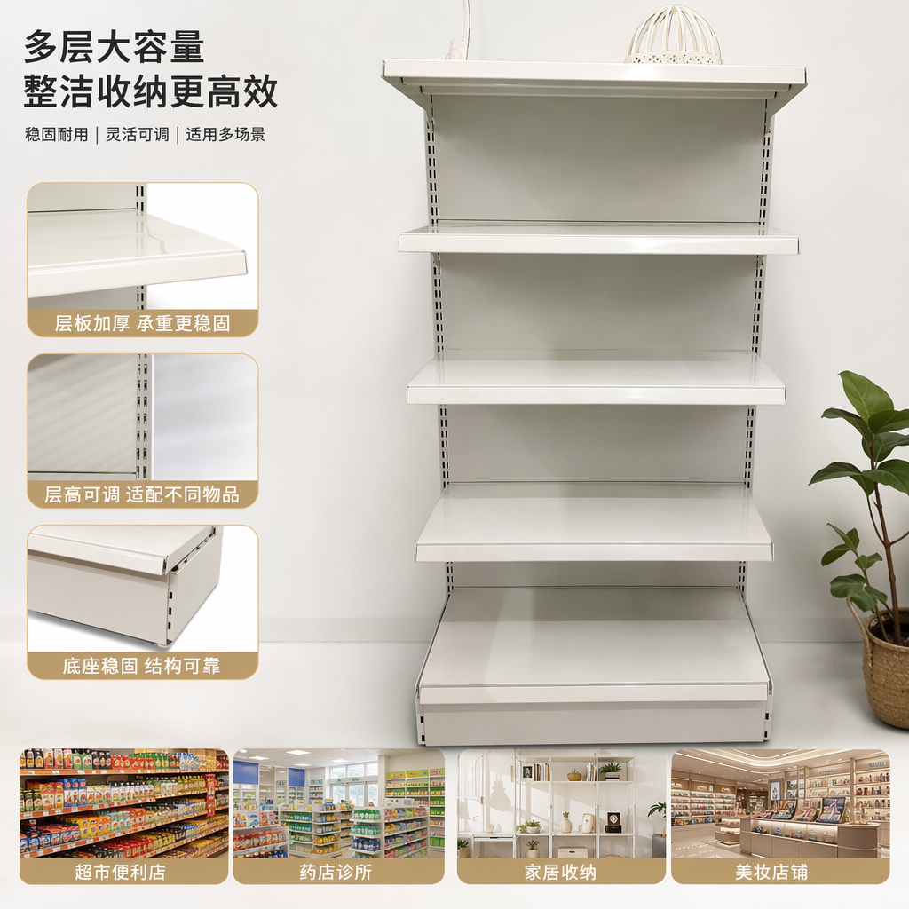 白色金属货架家用简约置物架承重耐用多层收纳