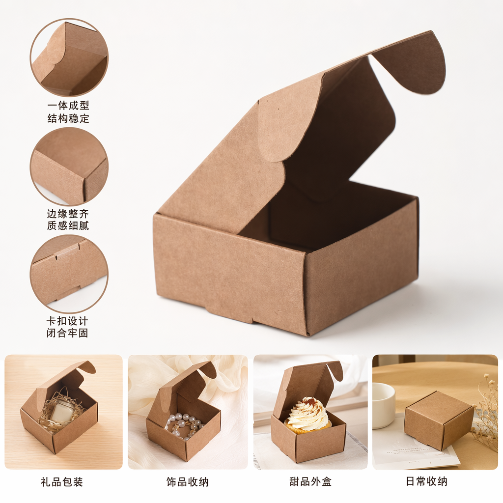 棕色纸盒 包装盒 礼品盒 文件盒 收纳盒 硬质加厚可折叠