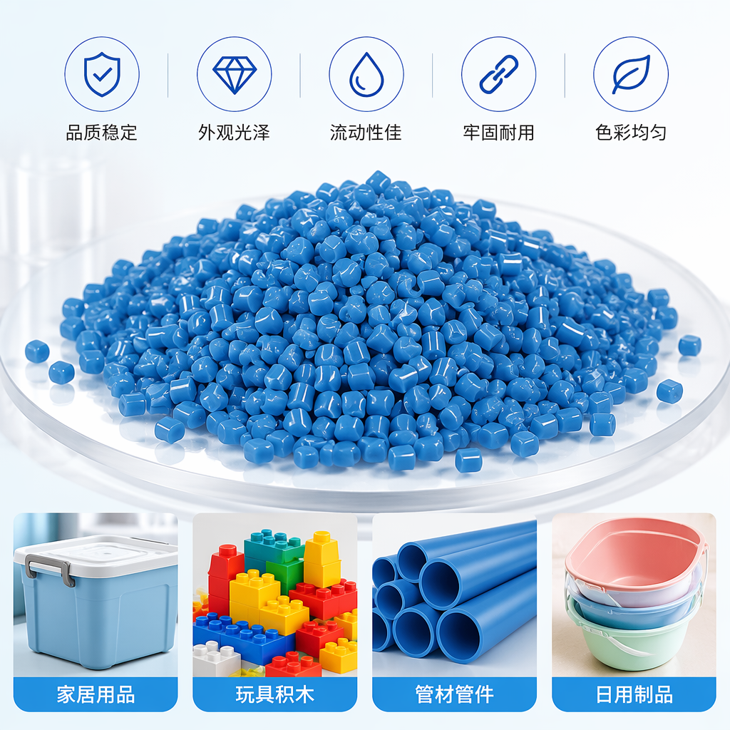 Blue plastic particles, industrial-grade PP polypropylene raw materials, 2-3mm particle size, customizable color