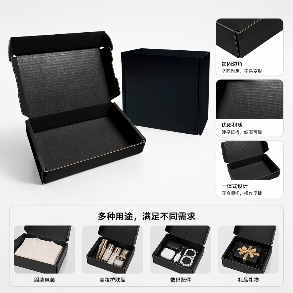 炭晶黑纸盒简约高级感包装盒礼品盒通用款