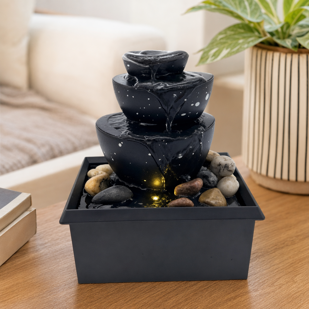 Living room, home, office, desktop, small money-bringing fountain, flowing water, decorative items, landscape ornaments, craft gifts details Picture