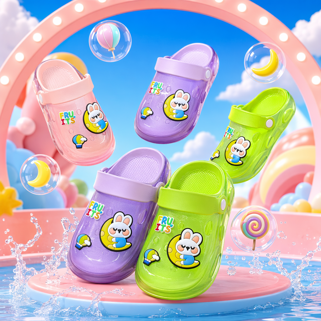 Colorful children's crocs are summer anti-slip, breathable and lightweight walking sandals suitable for both boys and girls Specification image