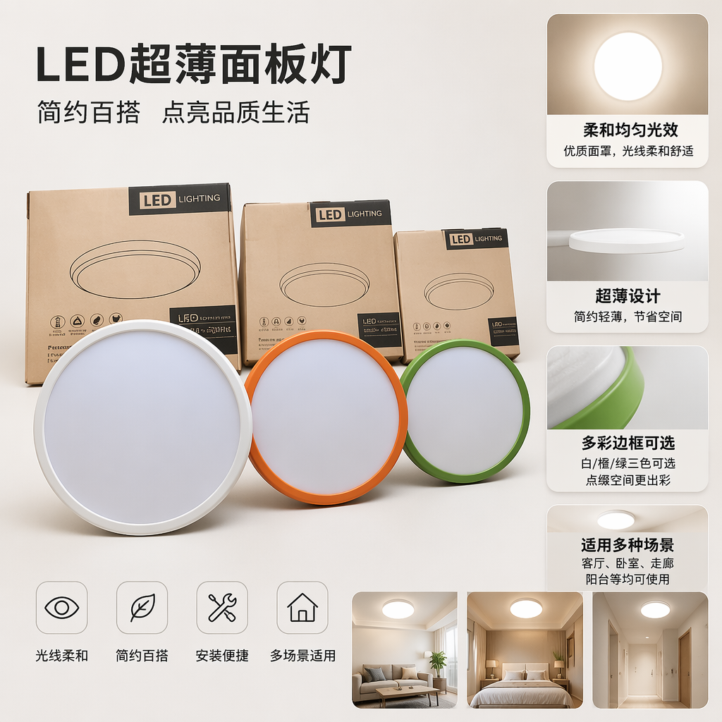 白色橙色绿色圆形LED灯三色可选高亮节能指示灯