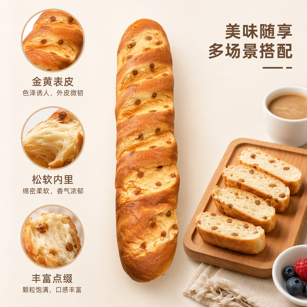 金黄色法棍面包 传统欧式烘焙 酥脆外皮柔软内芯