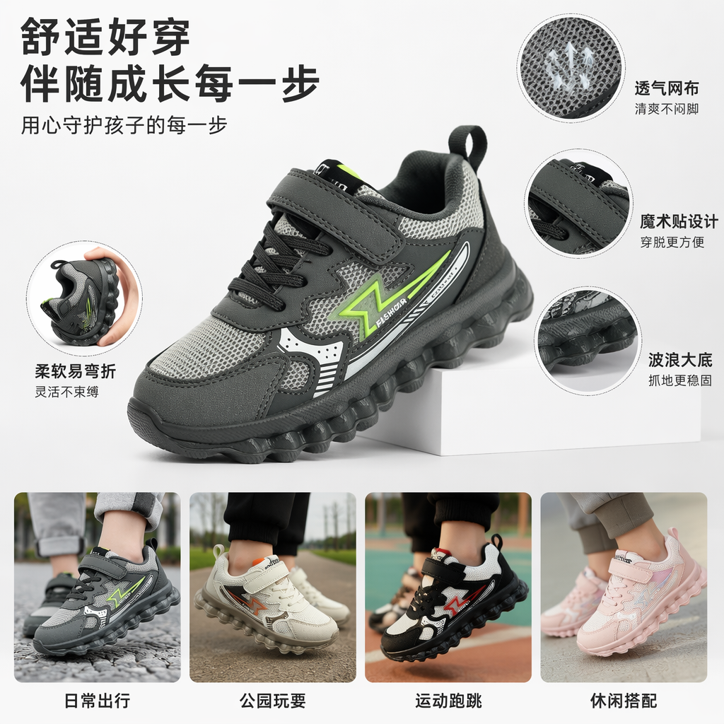 儿童运动鞋透气防滑舒适轻便款