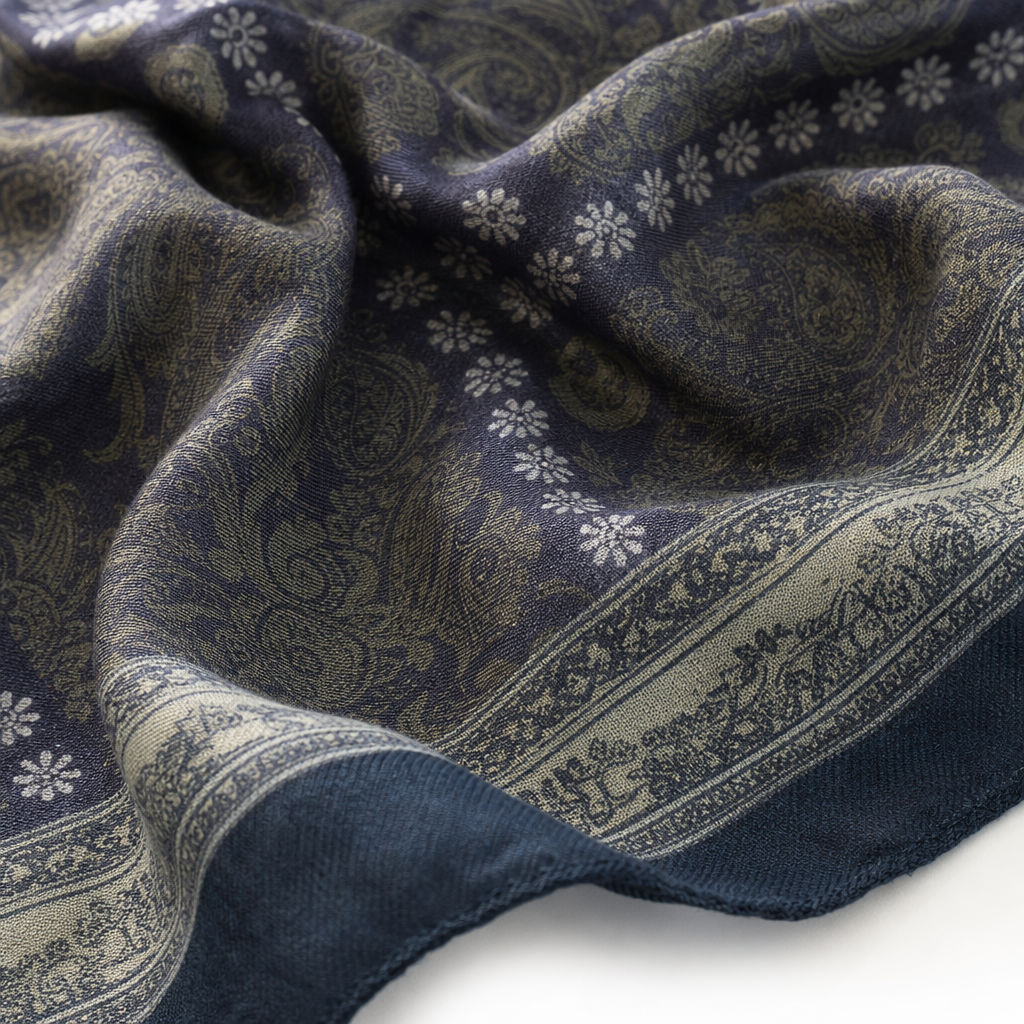 Purple-patterned pure cotton scarf is warm, soft and versatile as an autumn and winter accessory Application Scenario