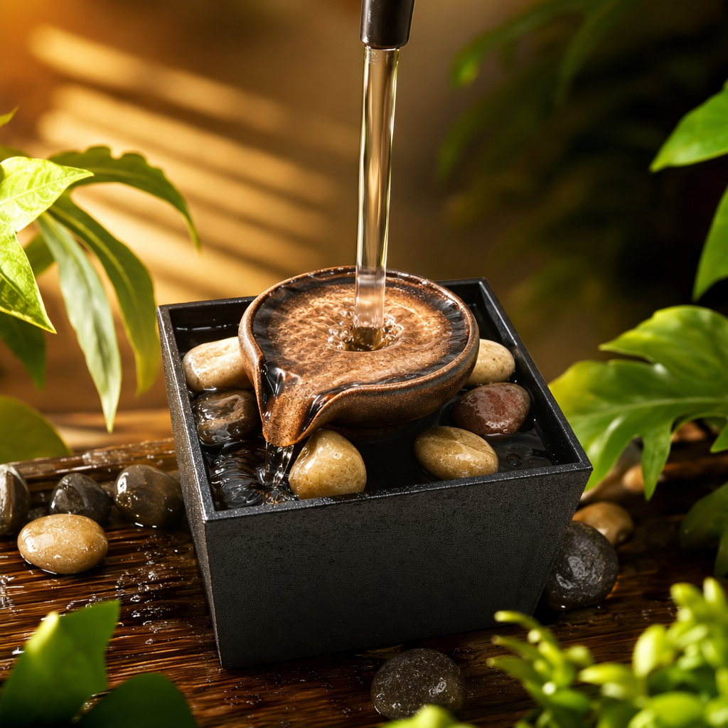 Living room, home, office, desktop, small fountain, wealth-generating, flowing water ornaments, landscape decorations, craft gifts, ornaments, decorative ideas Specification image