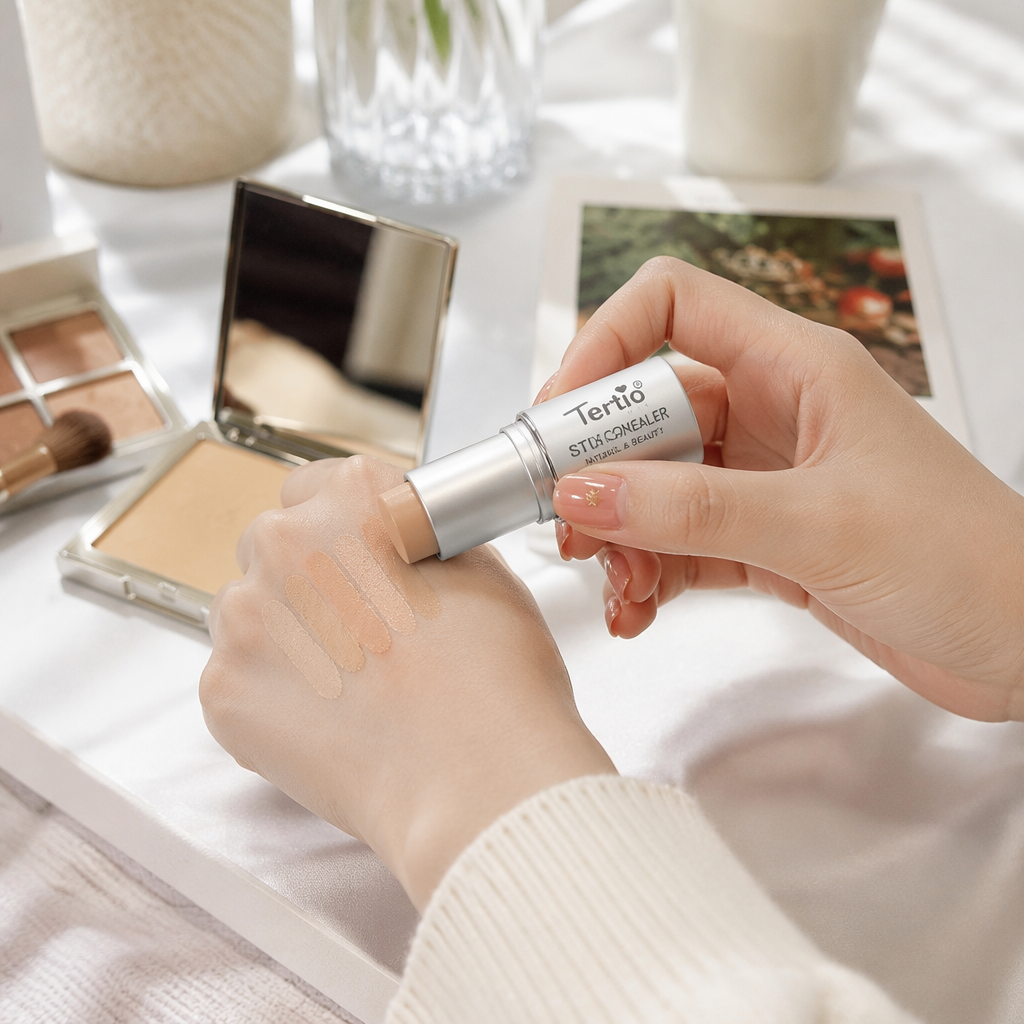 The portable and lightweight silver tube concealer stick can cover and brighten the base before makeup details Picture