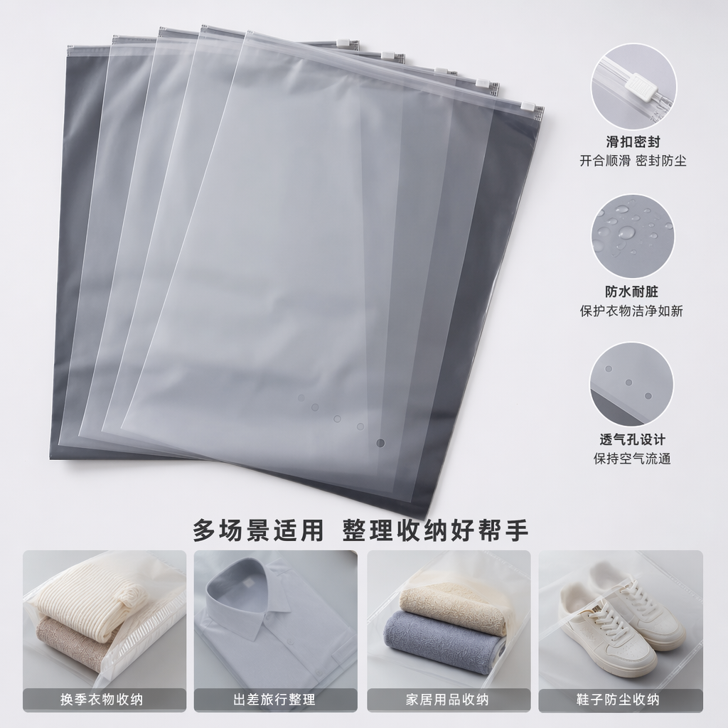 Transparent plastic zipper bag self-sealing moisture-proof and fresh-keeping storage bags are available in multiple specifications