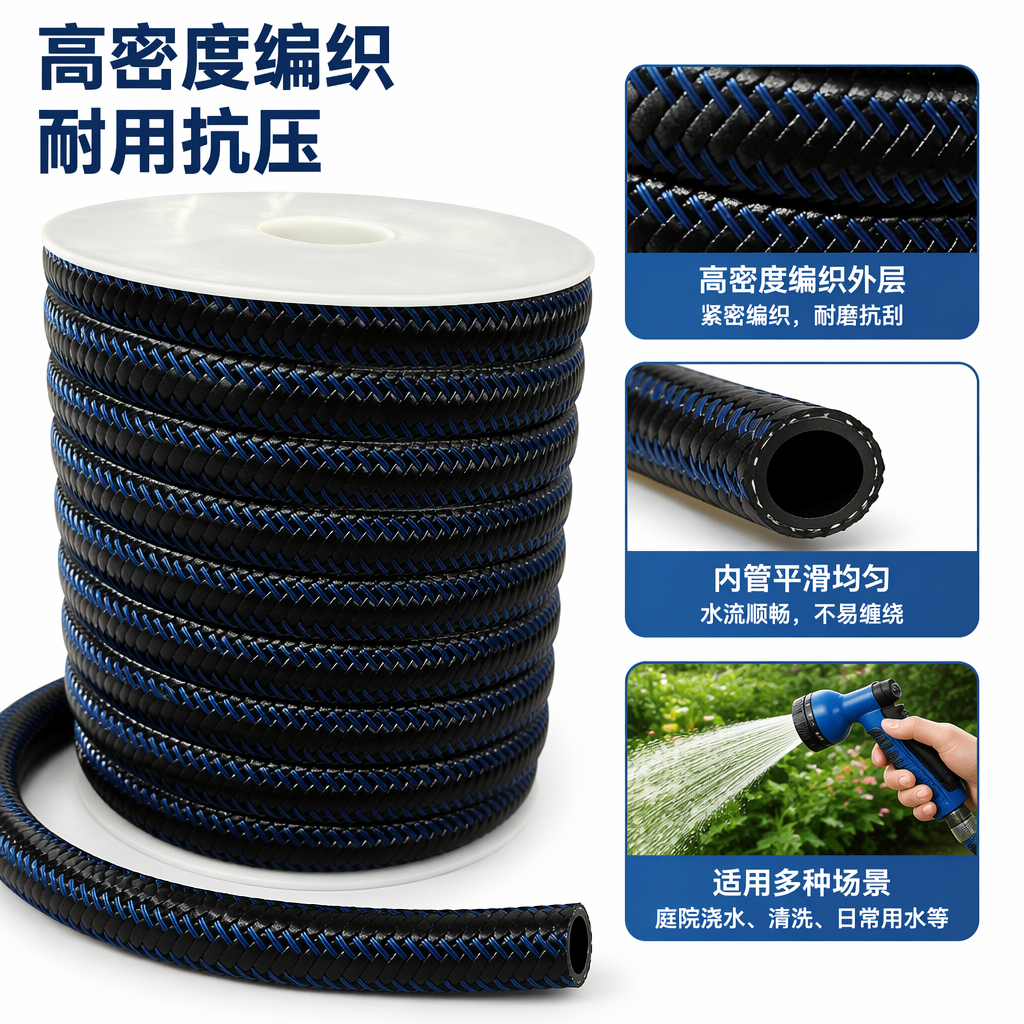 黑色蓝线编织绳卷 3mm粗度 50米长 手工DIY编织材料