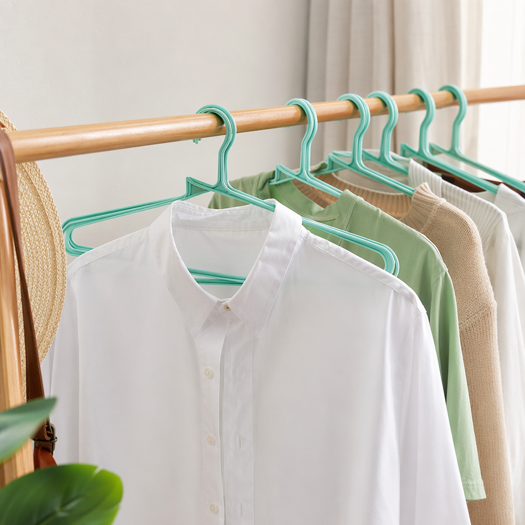 Green anti-slip hanger, thickened load-bearing household storage and organization hanger details Picture