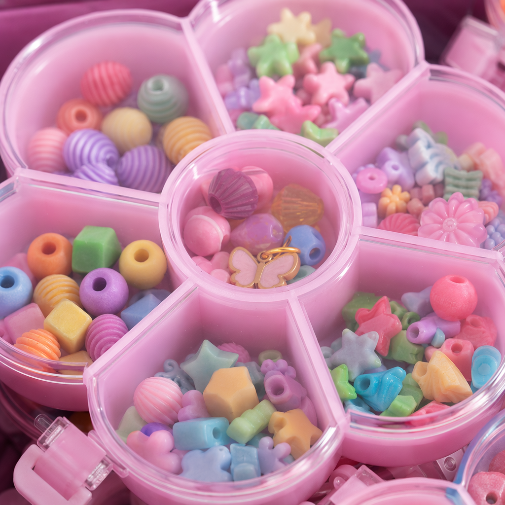 Pink flower-shaped beaded toy set for children's educational DIY creative early education - 4