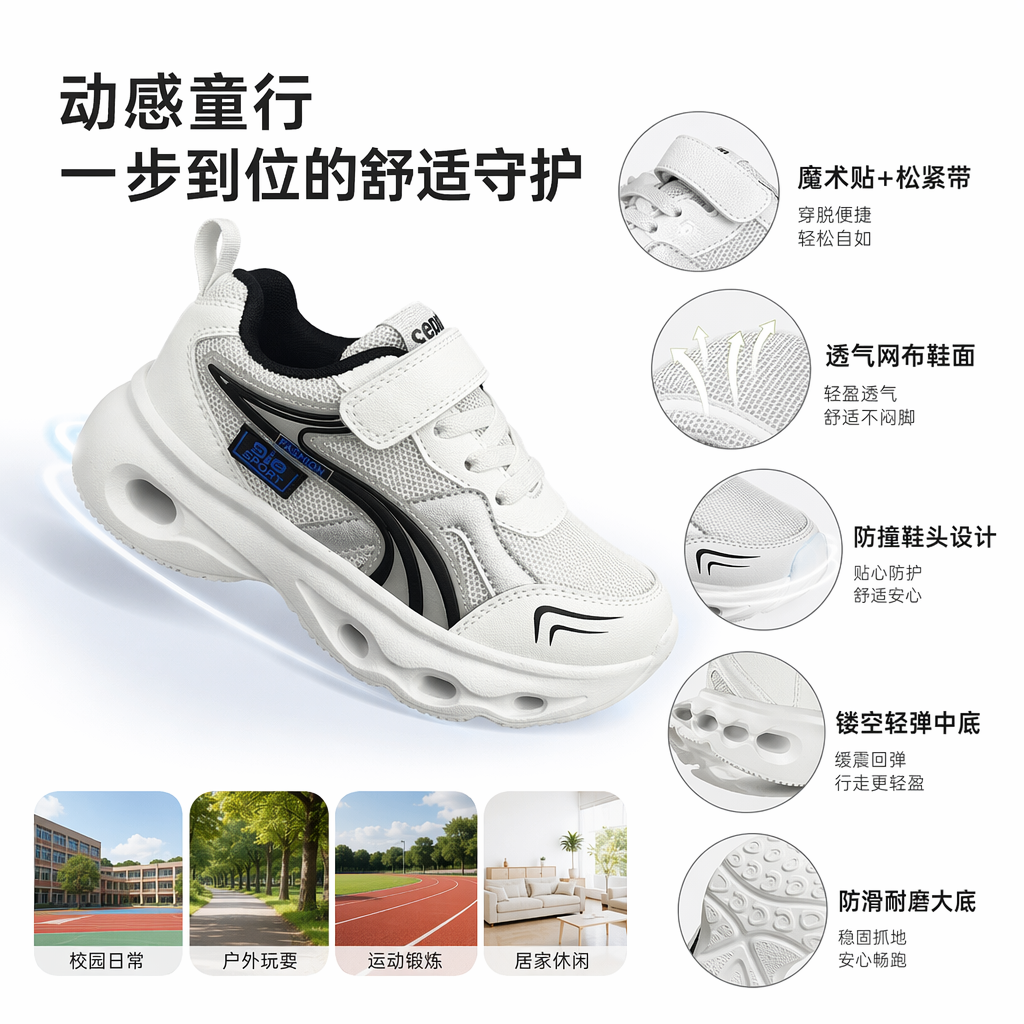 儿童运动鞋透气防滑舒适轻便男女童通用