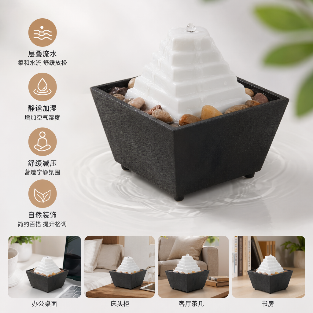 Living room, home, office, desktop, small fountain, money-making flowing water, decorative items, landscape ornaments, craft gifts