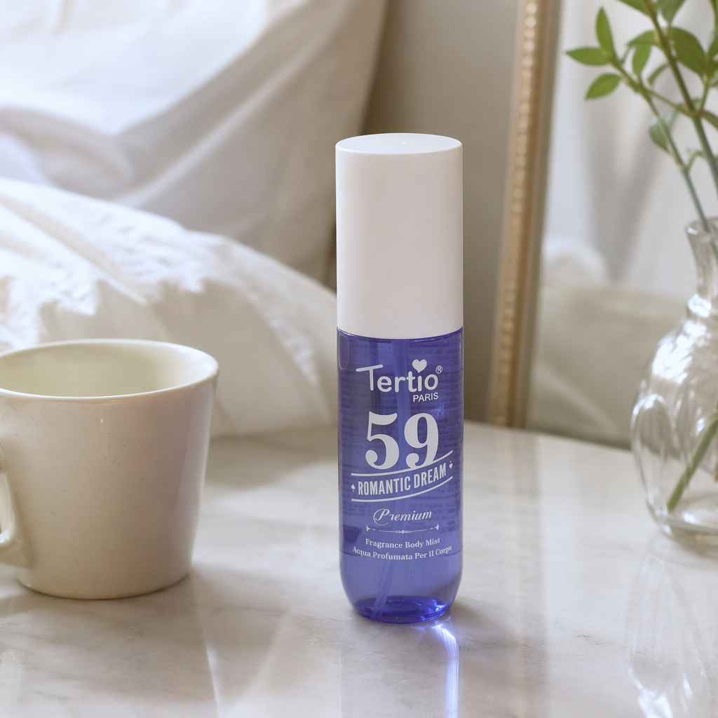 Tertio Romantic Dream Purple bottle white cap Perfume Body spray 59ml details Picture
