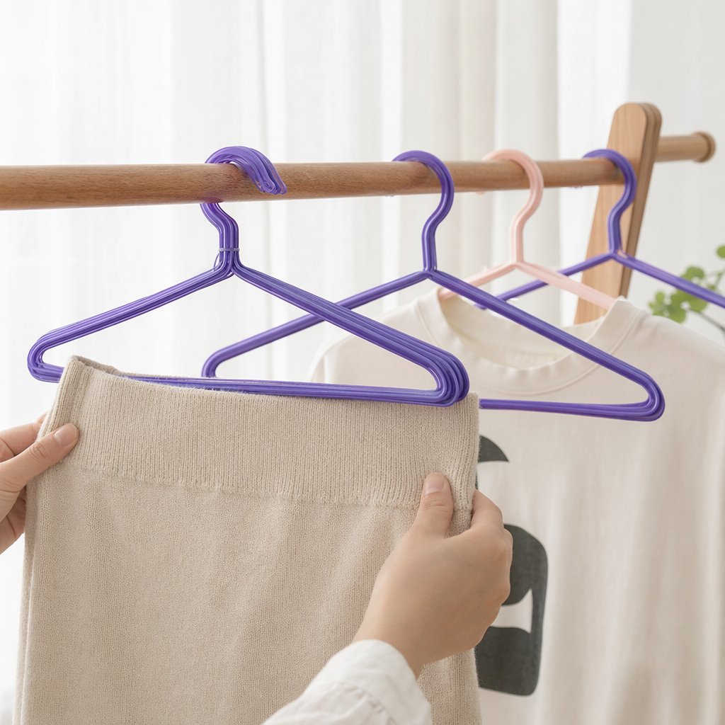 Purple anti-slip hanger with thickened load-bearing capacity for home multi-functional storage and organization details Picture