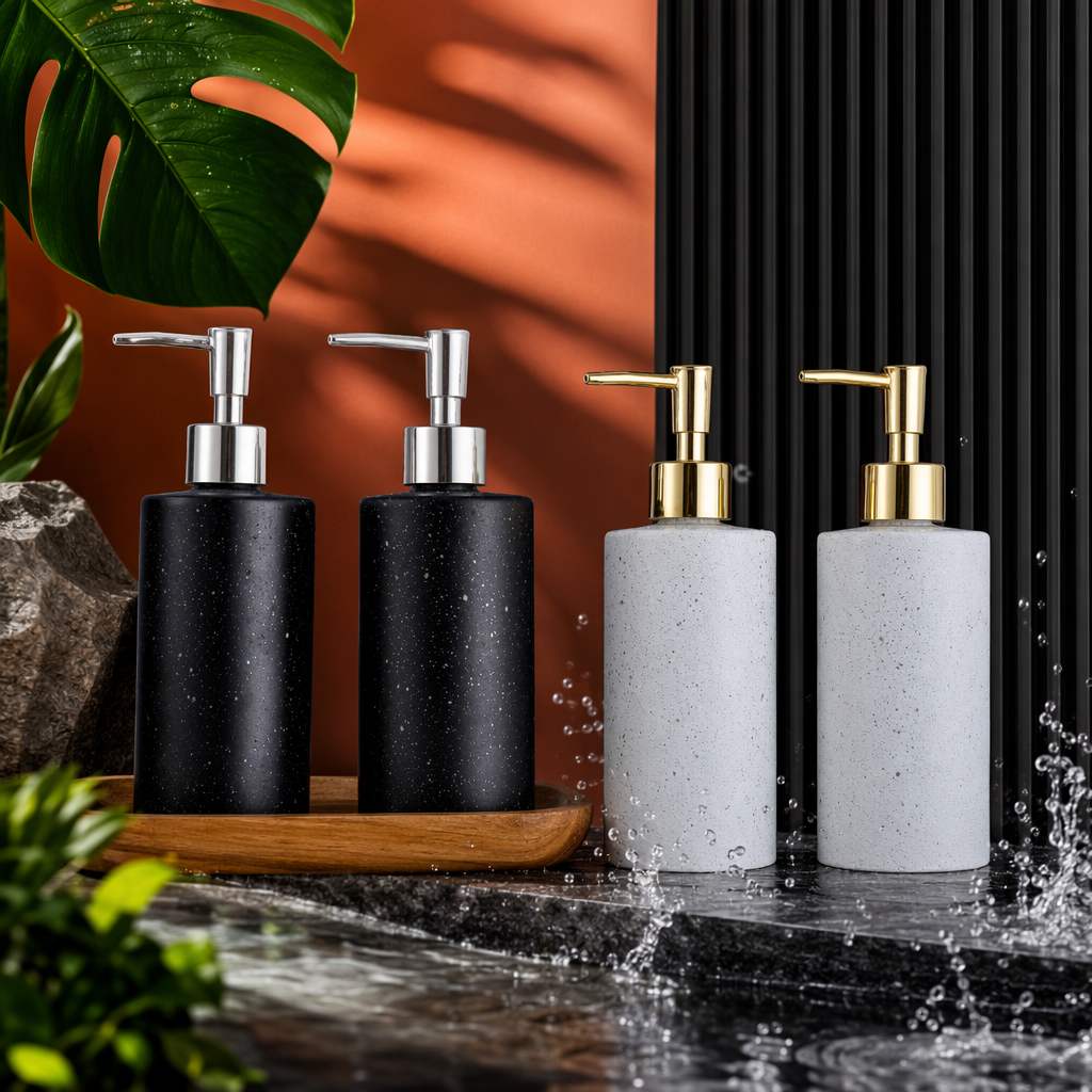قناني لغسل اليدين أسود مع نقطة بيضاء مع نقطة سوداء Specification image