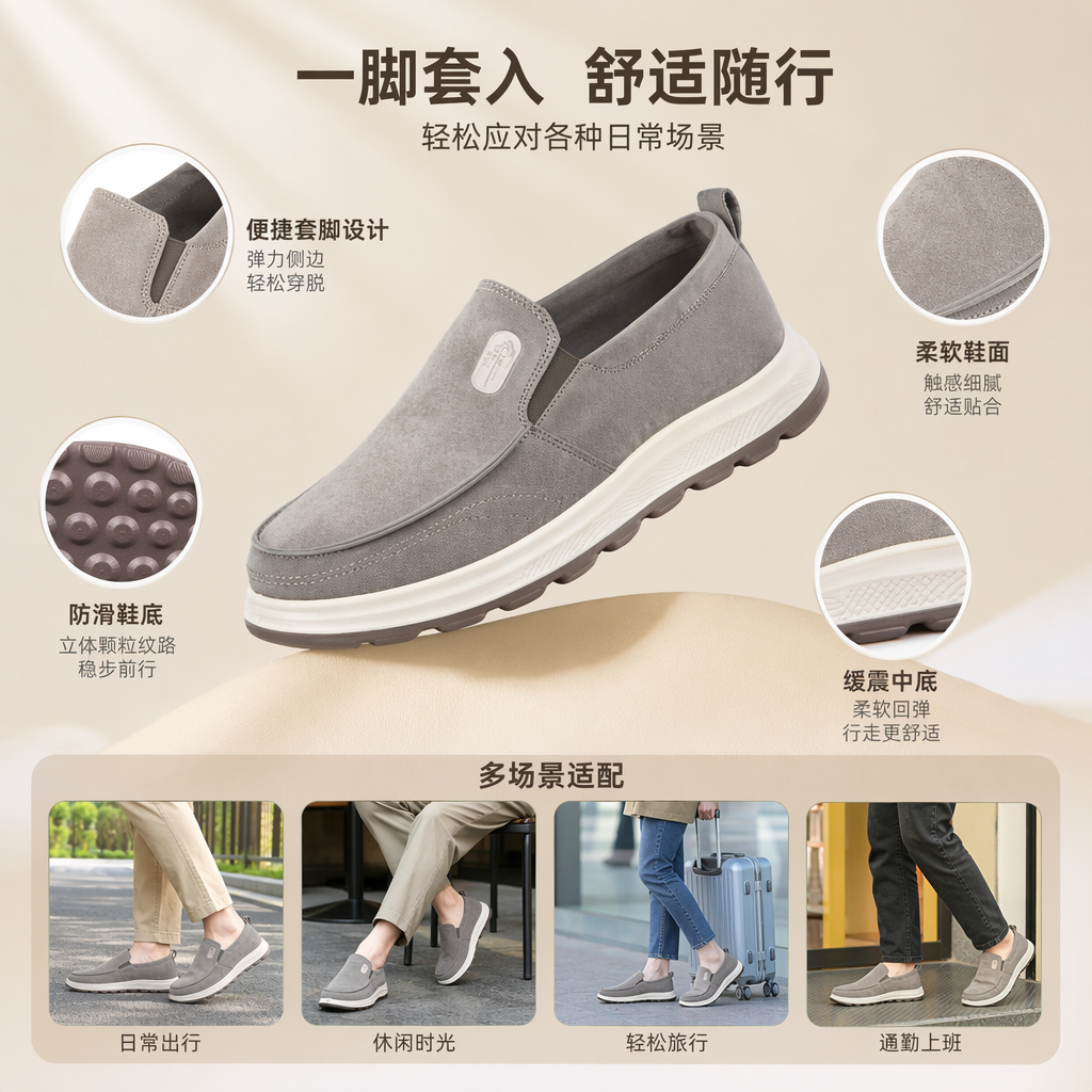男士一脚蹬 轻量 防滑运动鞋 pu鞋底
