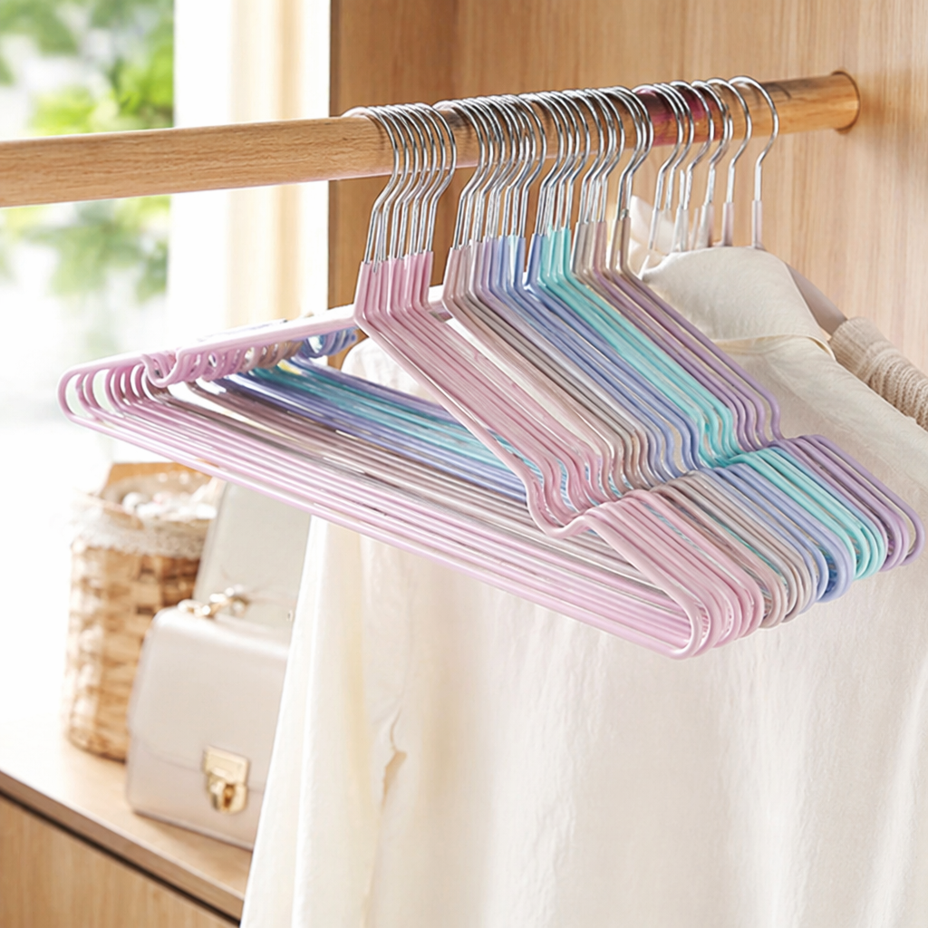 Colorful coat hangers, home anti-slip multi-functional plastic coat hangers, simple Nordic style details Picture