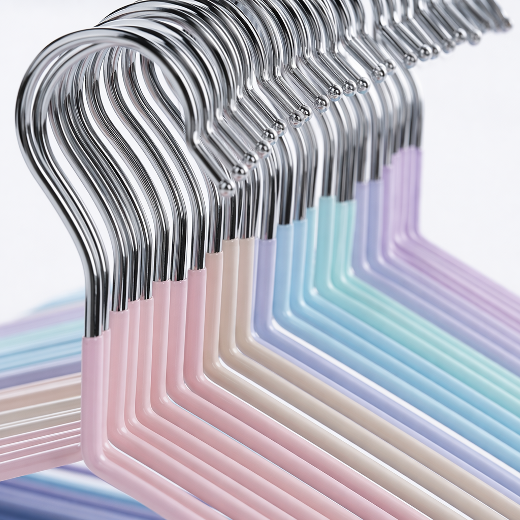 Colorful coat hangers, home anti-slip multi-functional plastic coat hangers, simple Nordic style Application Scenario