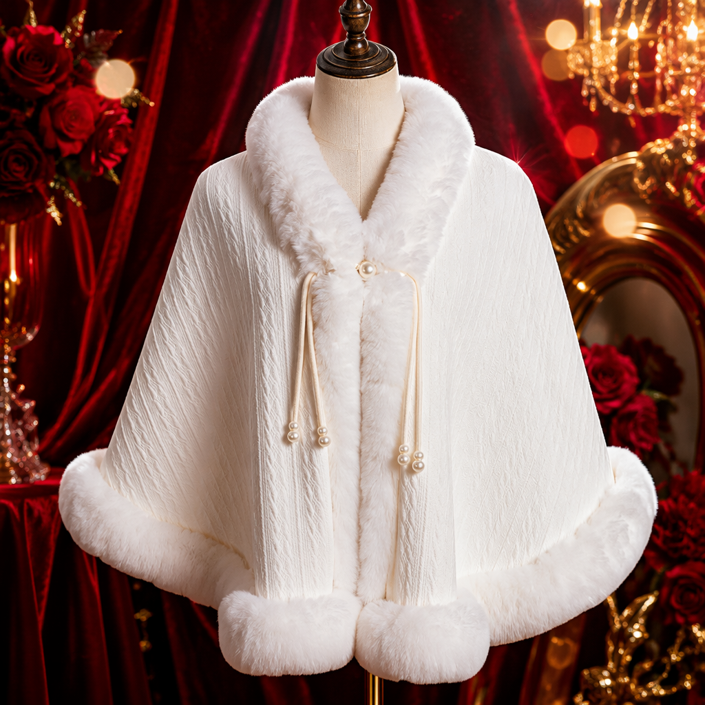 White plush shawl, a warm, fashionable and versatile women's scarf for autumn and winter Specification image