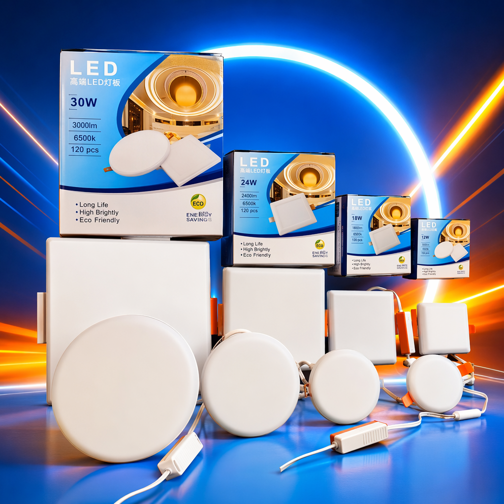 White LED lighting fixtures with packaging boxes, energy-saving and eye-protecting indoor lighting fixtures Specification image