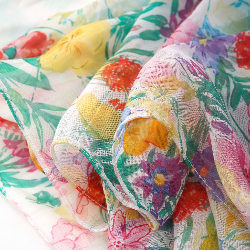 Colorful floral pattern scarves are warm in autumn and winter. Pure cotton knitted scarves are fashionable and versatile for women Application Scenario