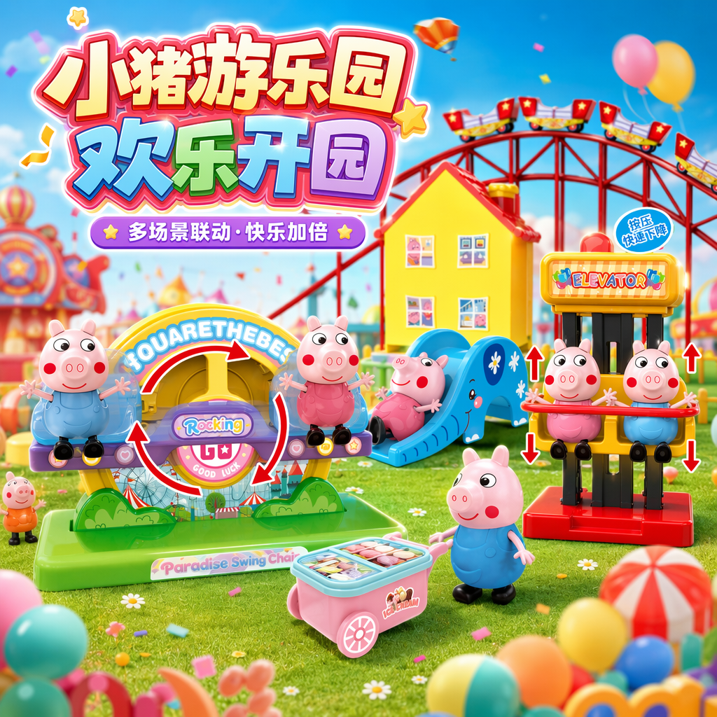 彩色小猪游乐园玩具套装儿童益智早教拼装积木 Specification image