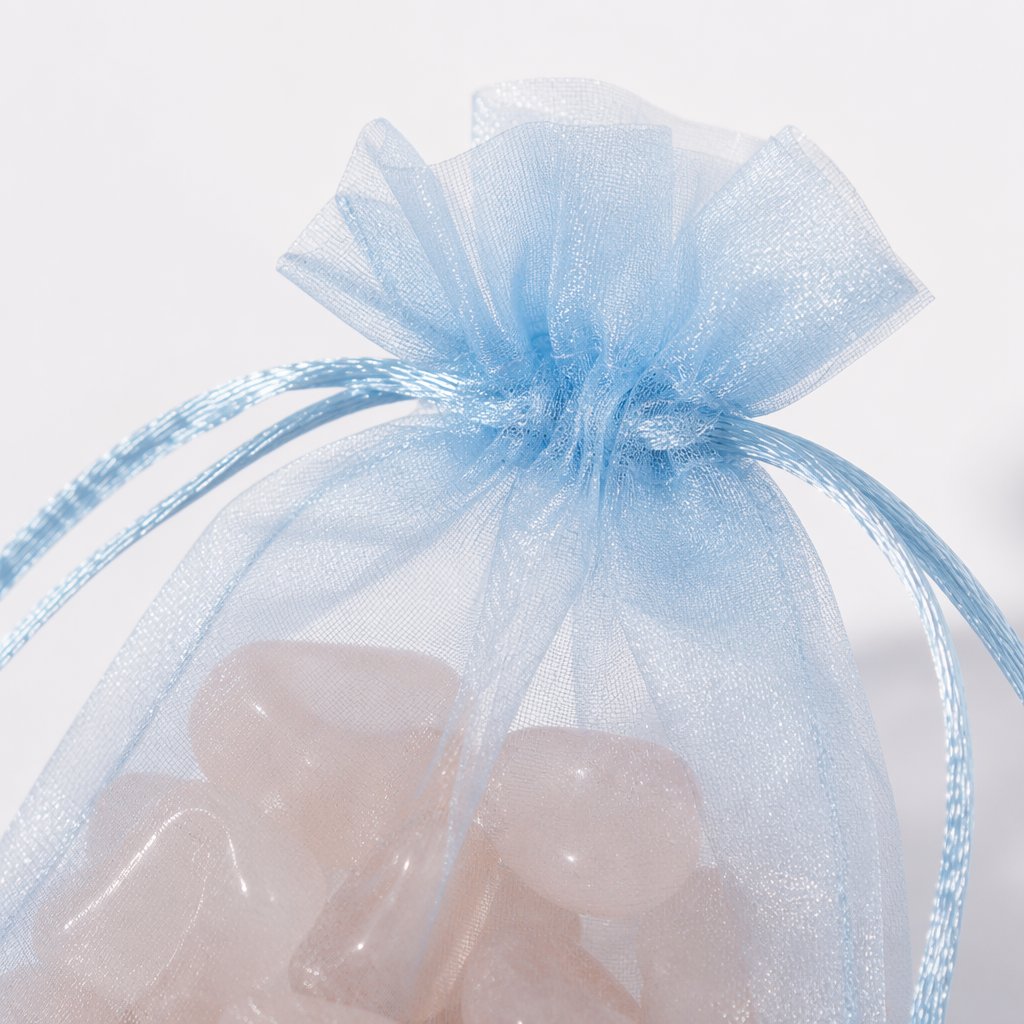 Shanshan Bag-making light blue organza drawstring drawstring bag for powder crystal silk scarf packaging cloth bag pic 4