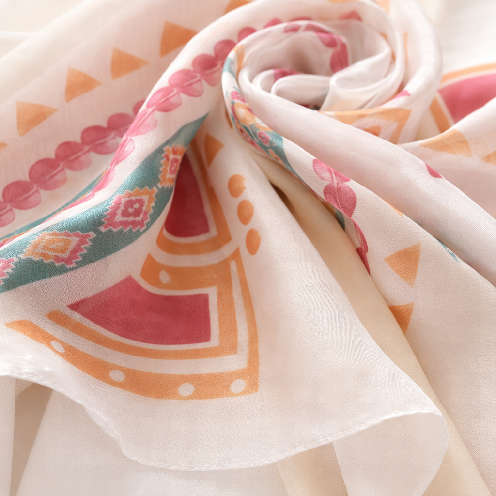 Colorful geometric pattern scarves are warm in autumn and winter. Pure cotton knitted scarves are fashionable and versatile for women Application Scenario