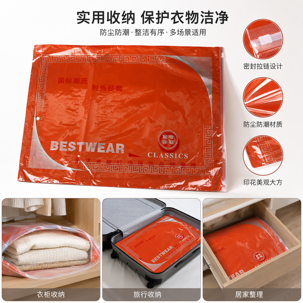 红色塑料包装袋 加厚防撕密封保鲜食品级通用款