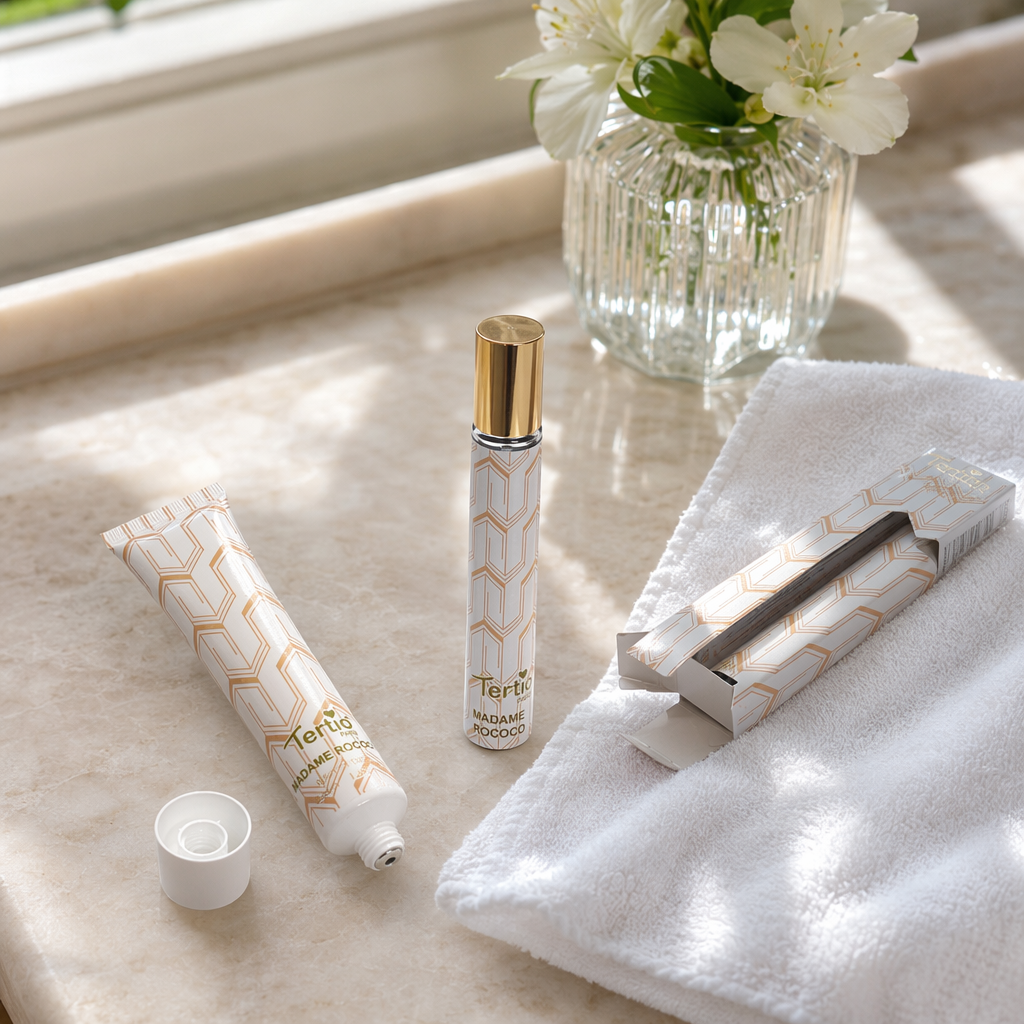 The white packaging box perfume set and fragrance gift box are fresh, elegant and leave a lasting fragrance details Picture