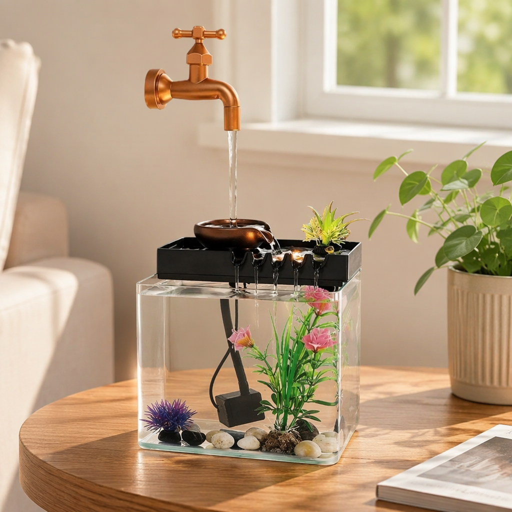 Living room, home, office, desktop, small fountain, wealth and prosperity, flowing water ornaments, landscape decorations, craft gifts, ornaments and decorations details Picture
