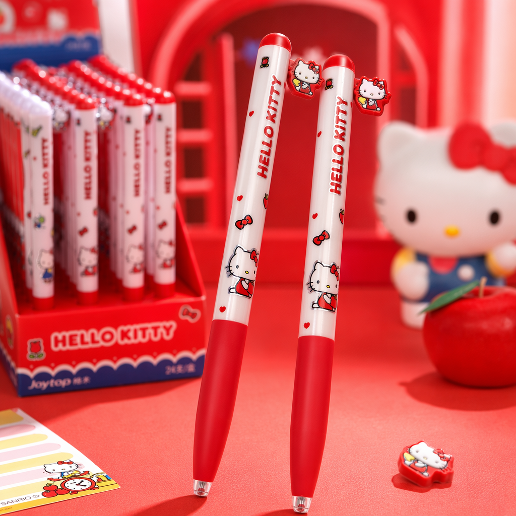 The red and white gel pen with a red cap ensures smooth writing. It is suitable for office and study Specification image