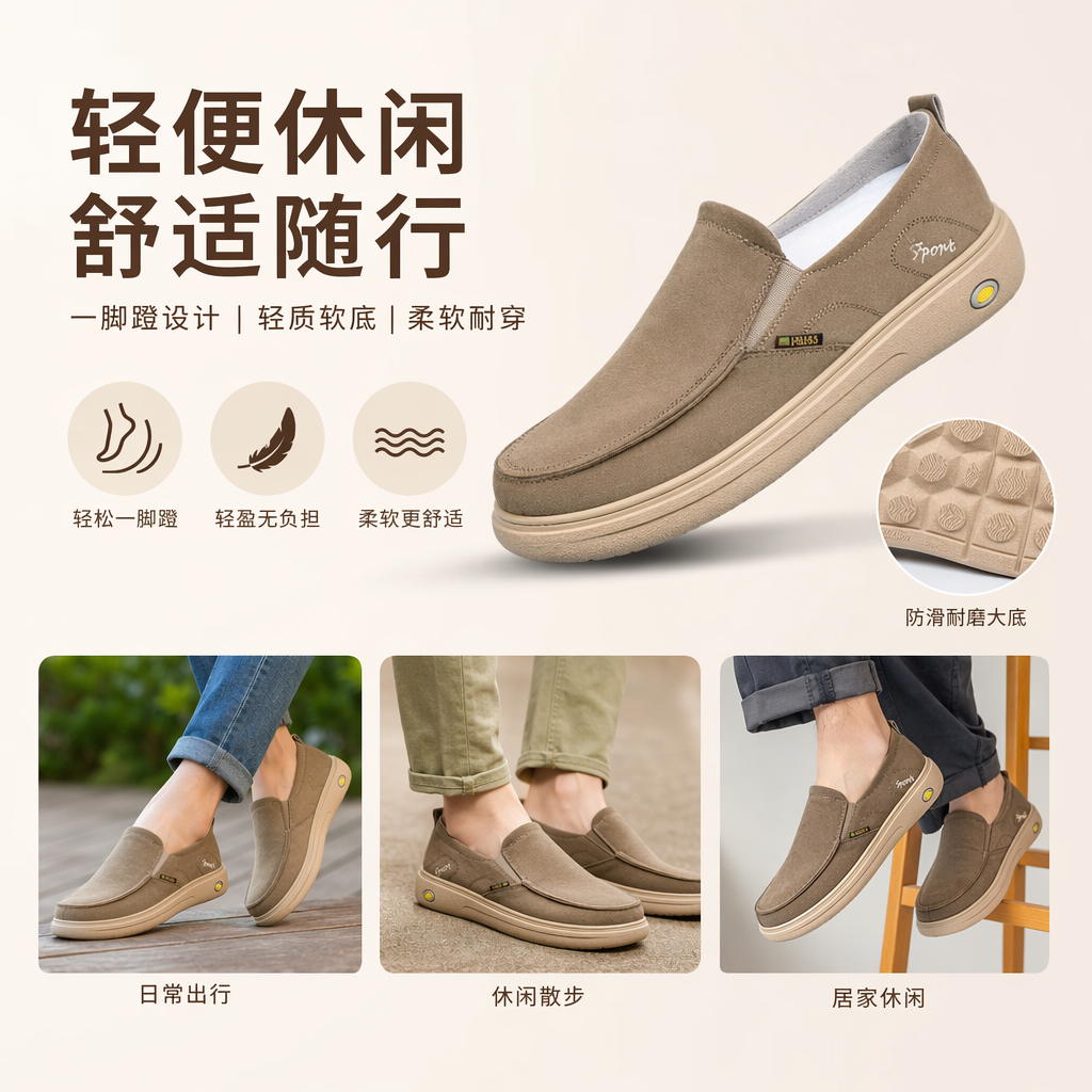 男款一脚蹬 轻量 防滑运动鞋 pu鞋底