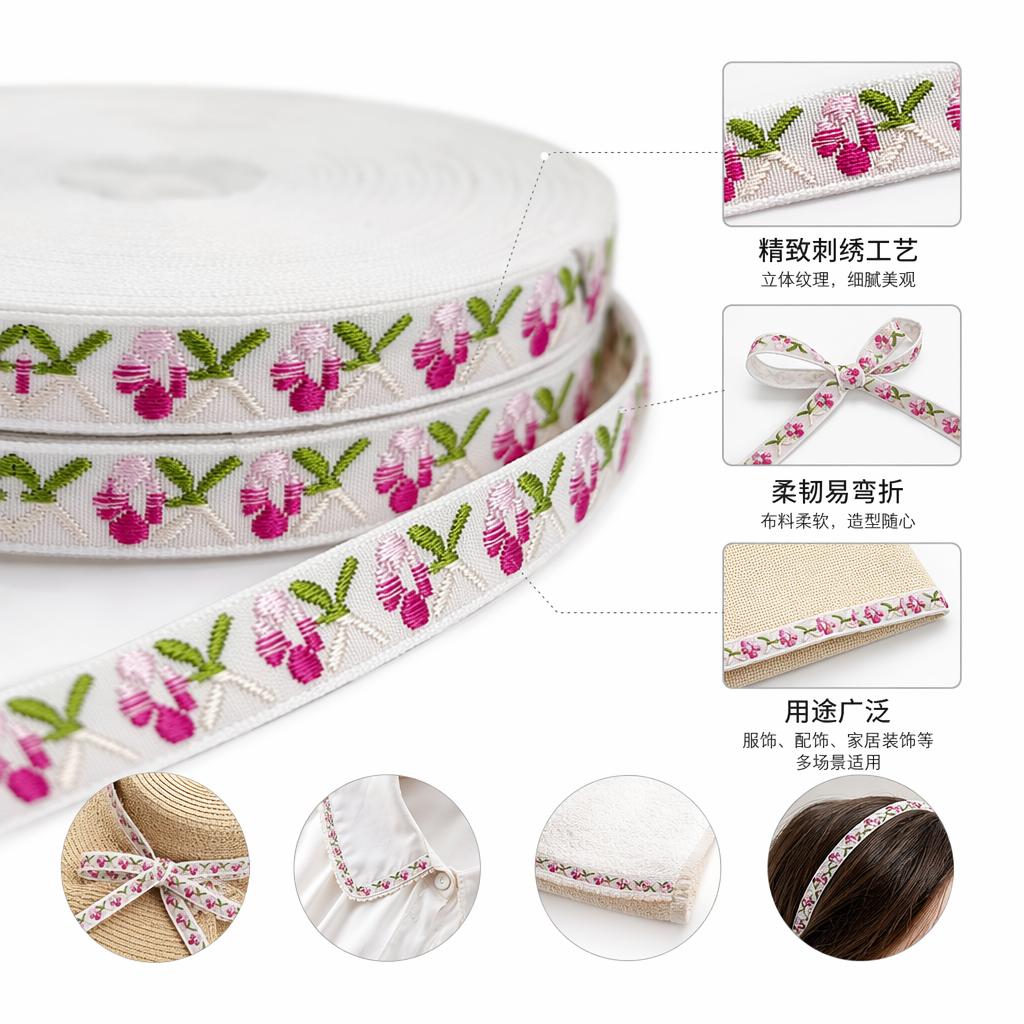 白色绣花丝带棉质蕾丝边装饰手工DIY