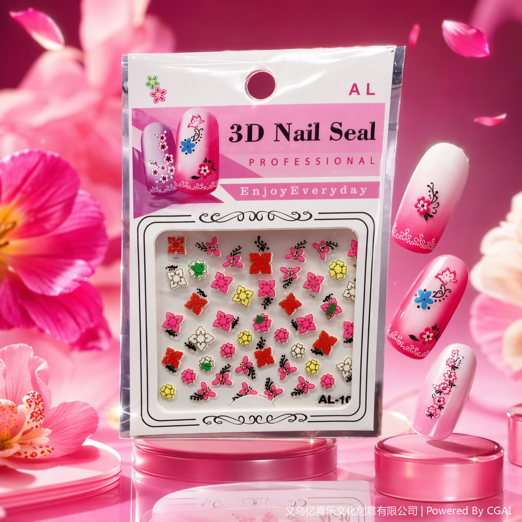 彩色3D美甲贴纸 闪钻立体指甲贴 自粘式美甲装饰贴纸 - 3